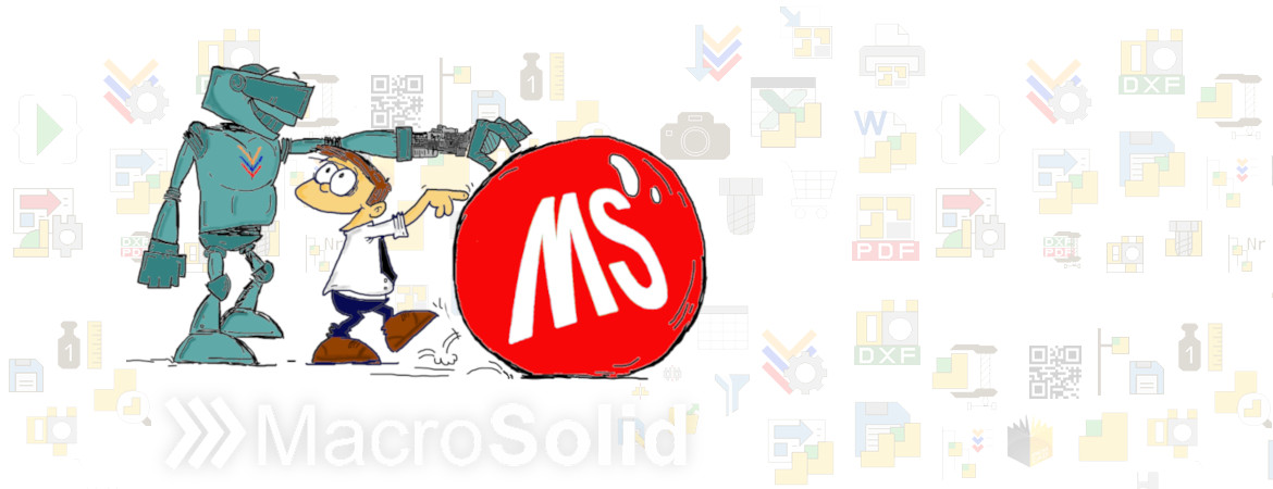MacroSolid is an add-in in which macros that automate design work have been grouped. Using macros, you streamline the work and save a lot of time you can spend on designing and not clicking.