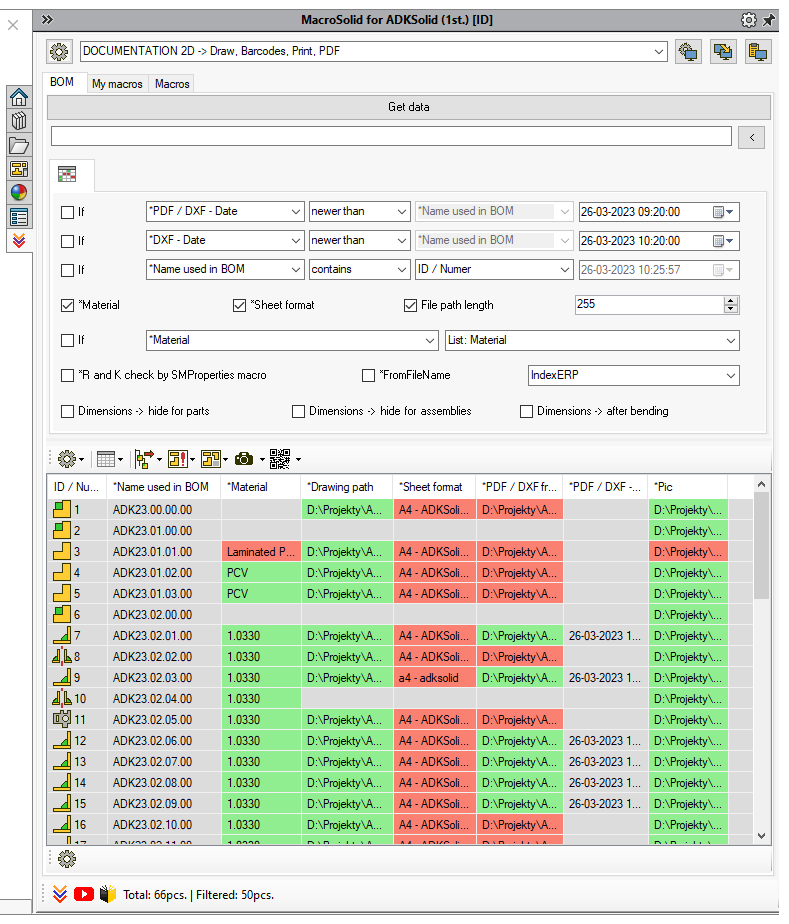 MacroSolid marking in the BOM 1