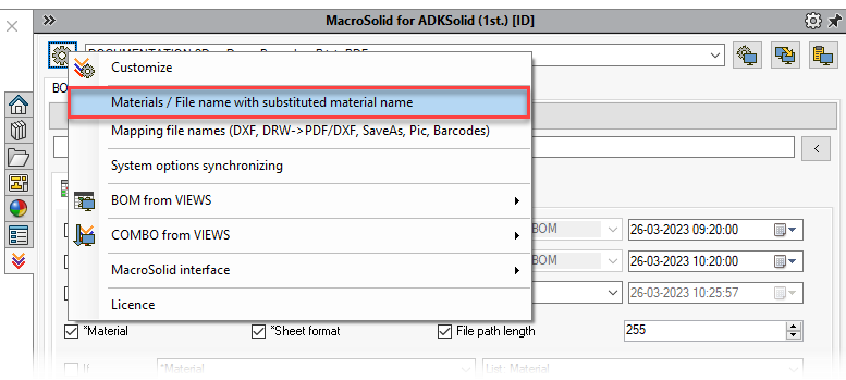 MacroSolid marking in the BOM 2